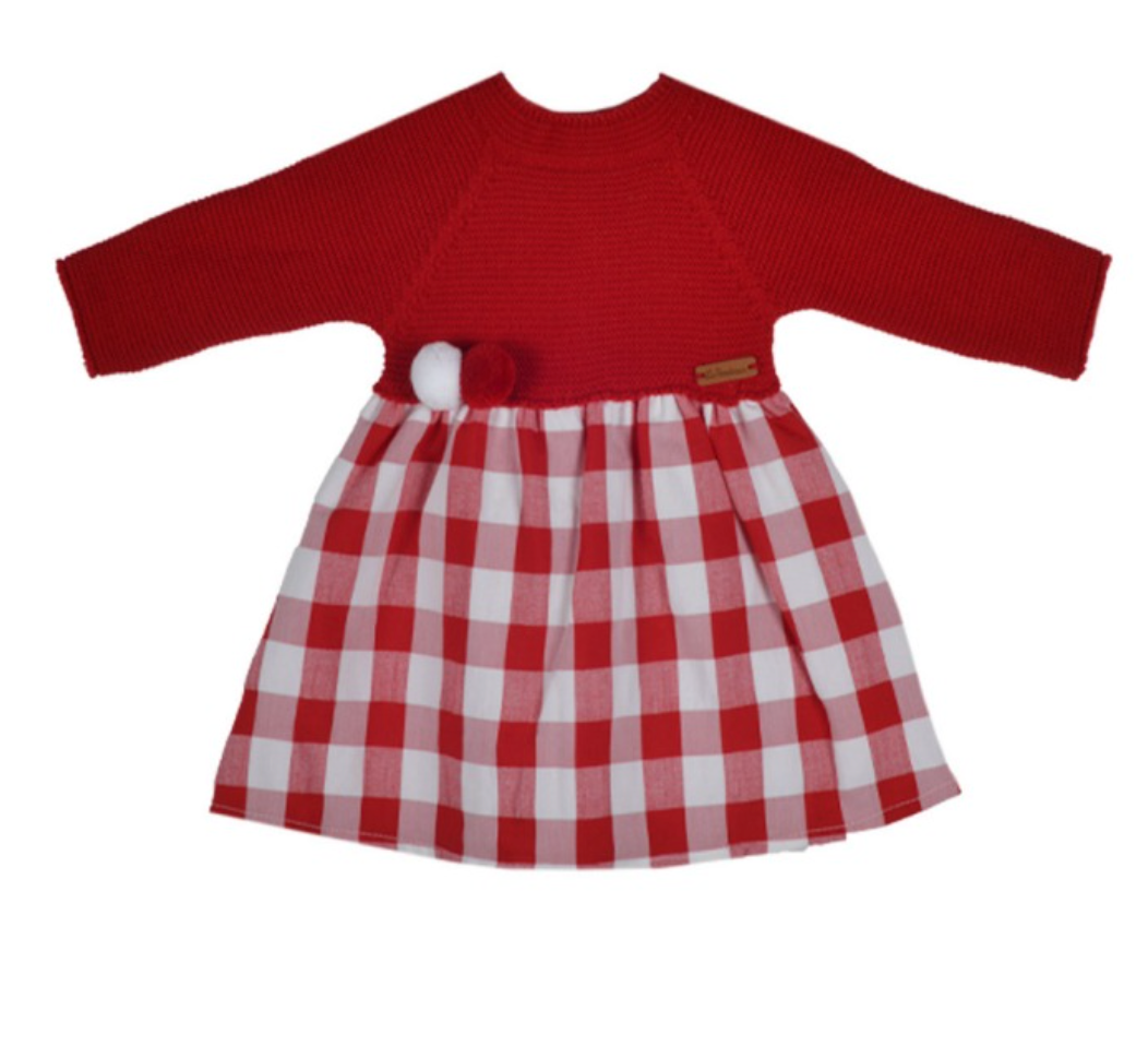Vestido de Punto y Tela Rojo Lola Bebé