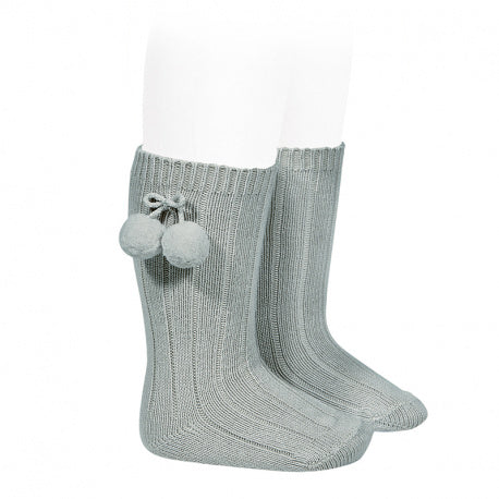 Calcetas Condor Borlas Verde Seco