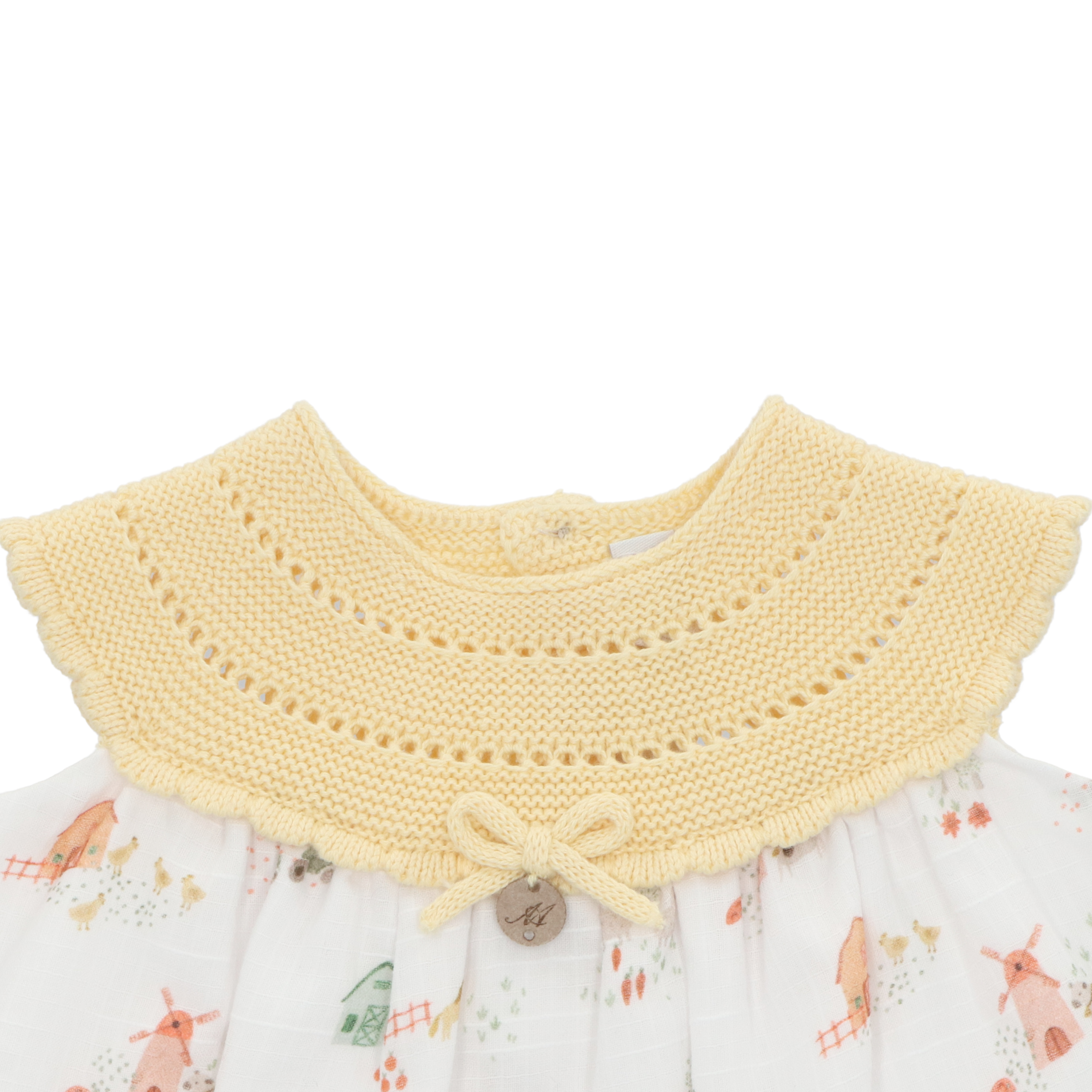 Vestido Punto y Tela Canario Bebé