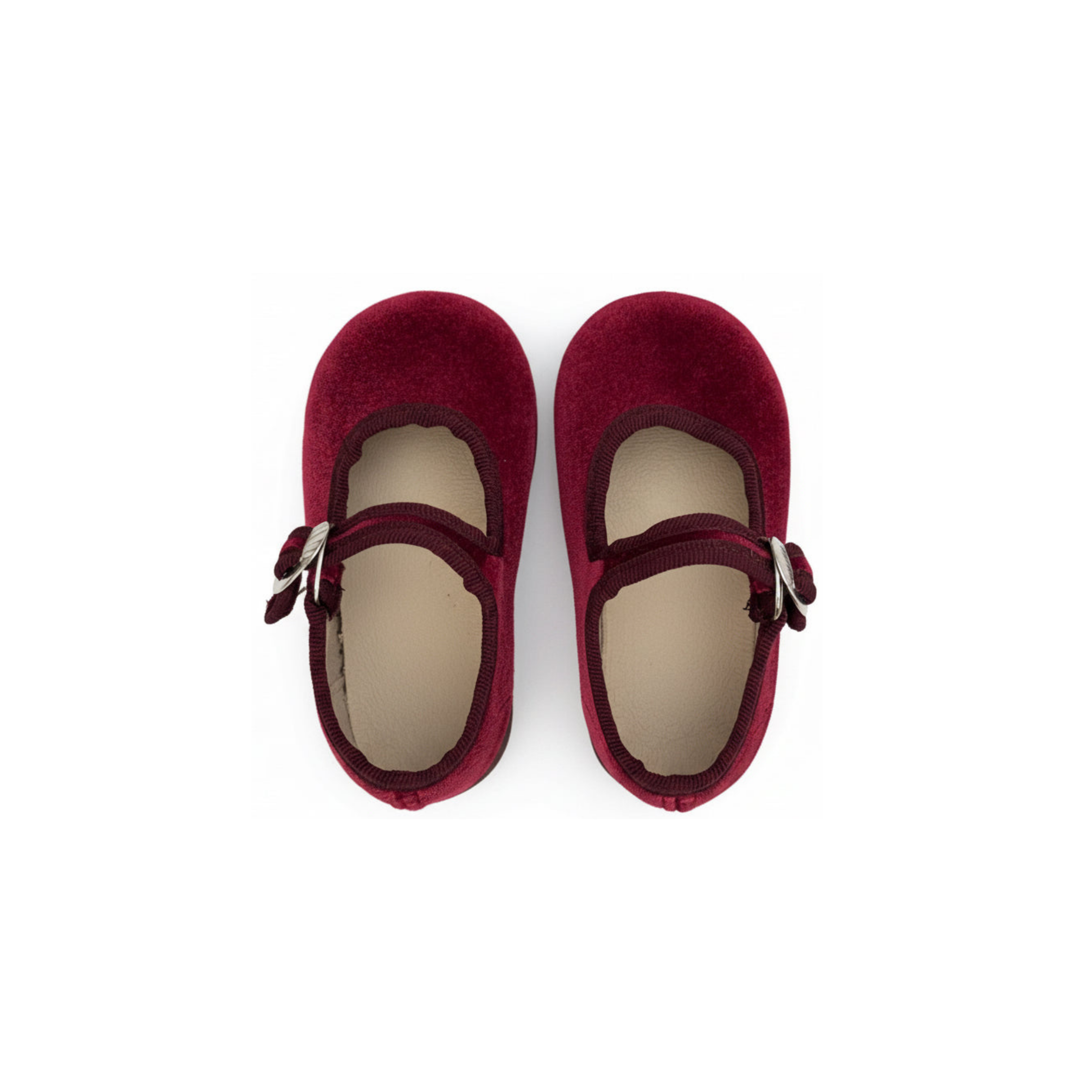 Children's Burgundy Velvet Mary Jane Shoes