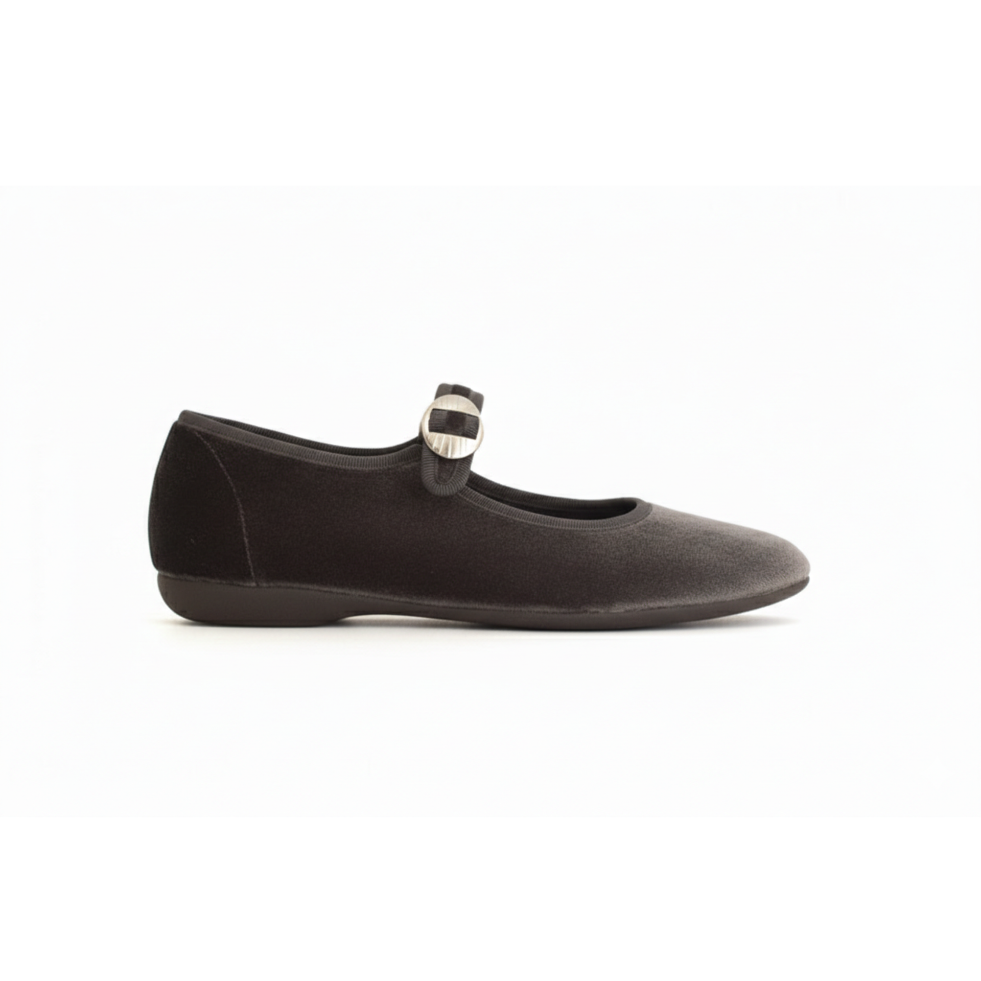 Adult Grey Velvet Mary Jane Shoes