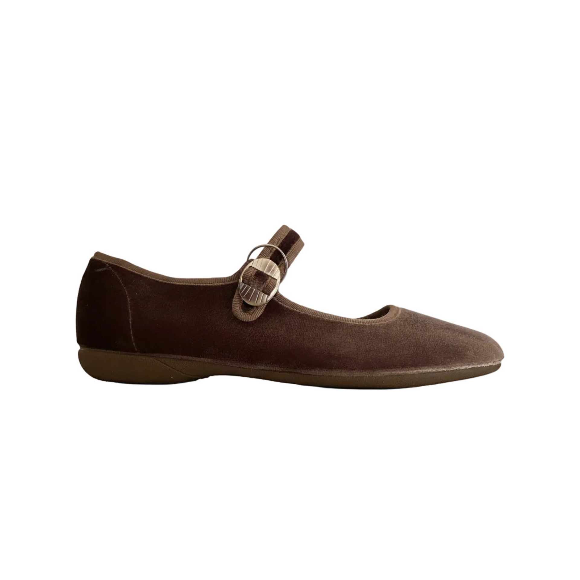 Adult Taupe Velvet Mary Jane