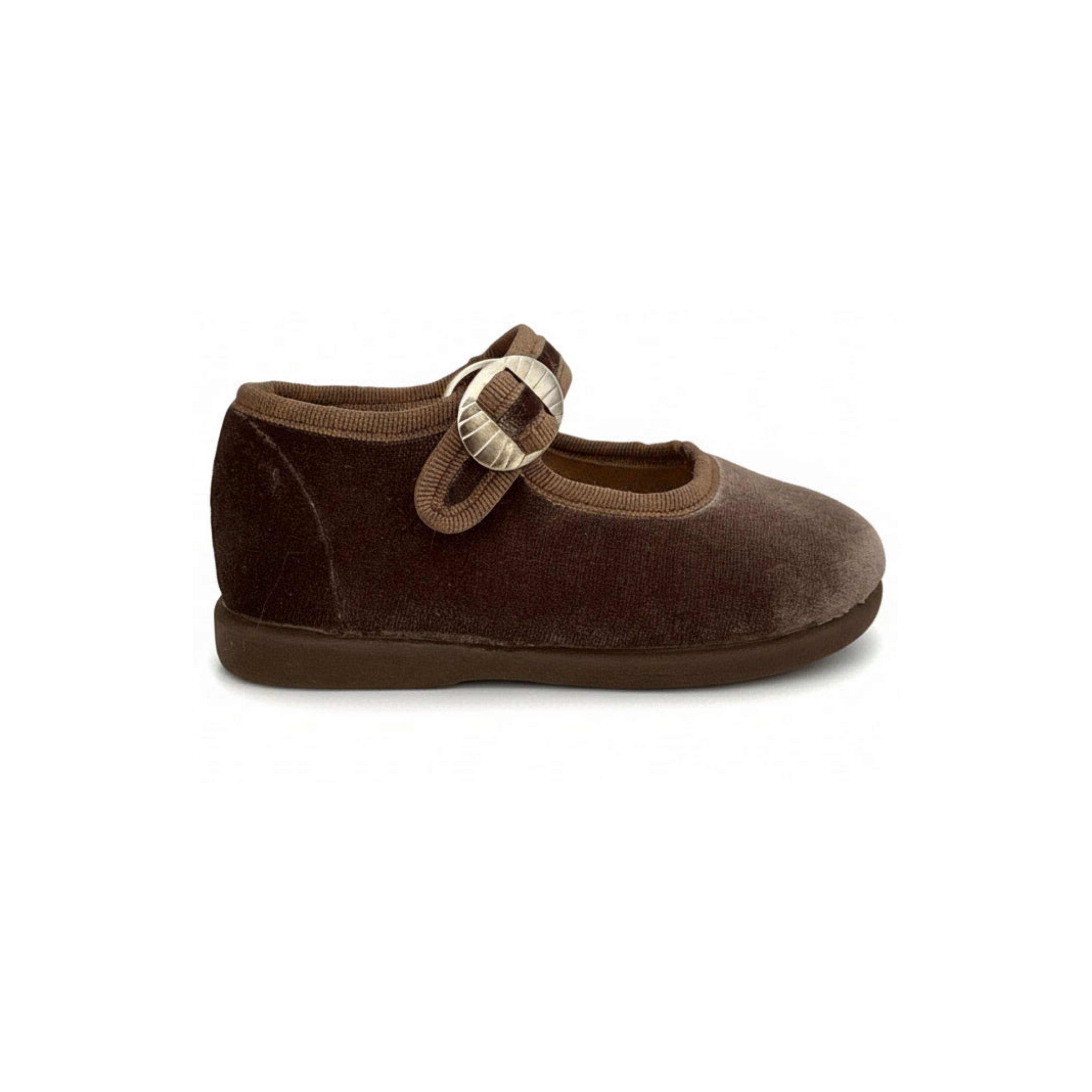 Children's Taupe Velvet Mary Jane