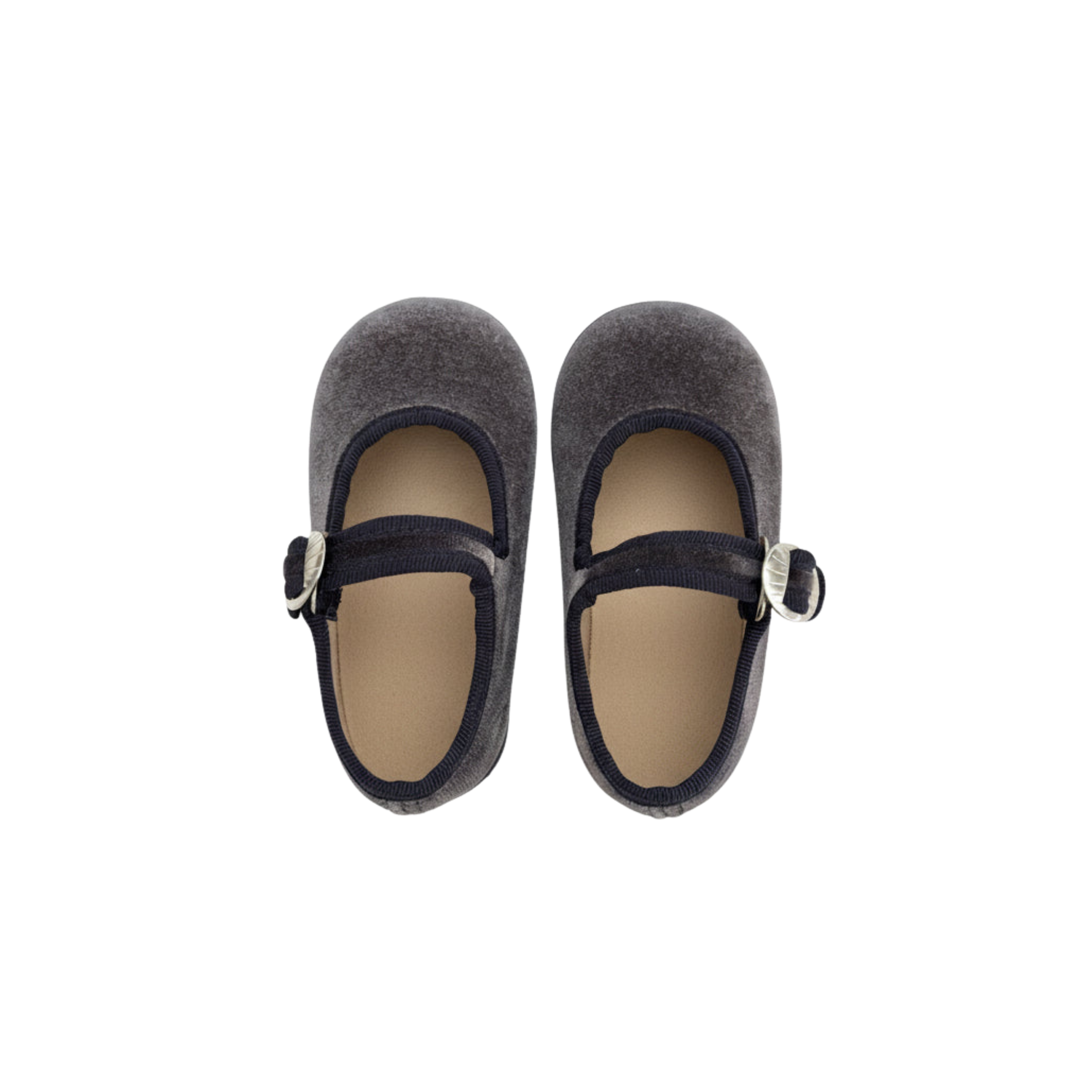 Children's Grey Velvet Mary Jane Shoes