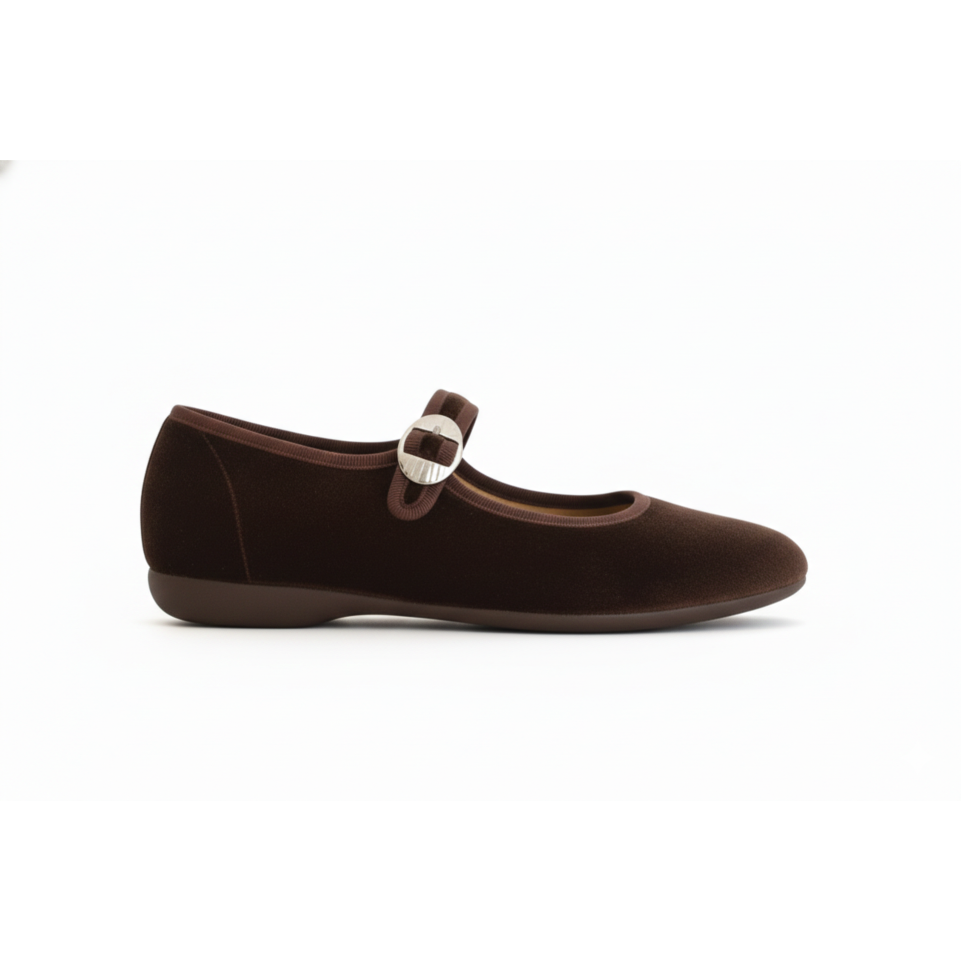 Adult Brown Velvet Mary Jane Shoes