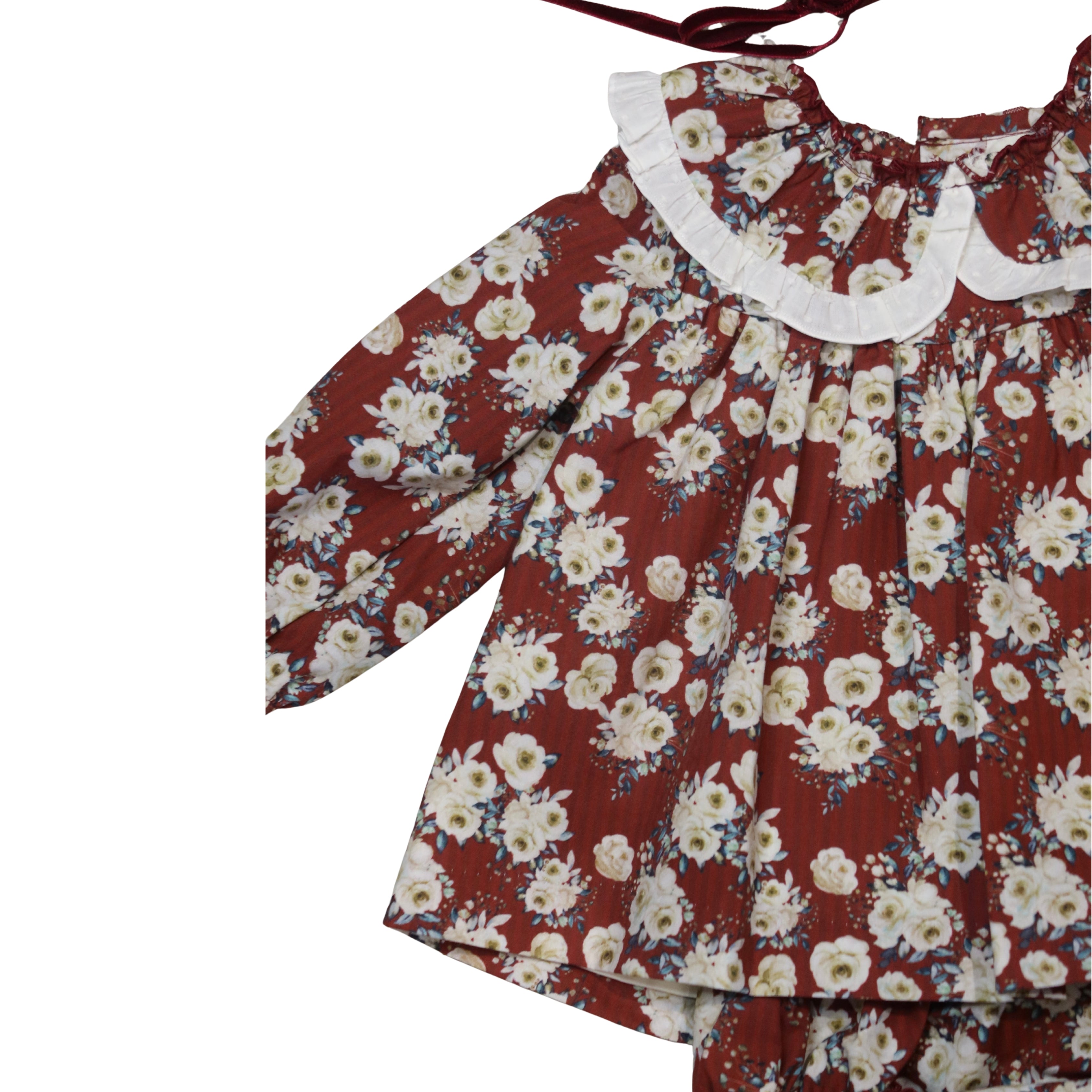 Vestido y Braga Burdeos Bebé