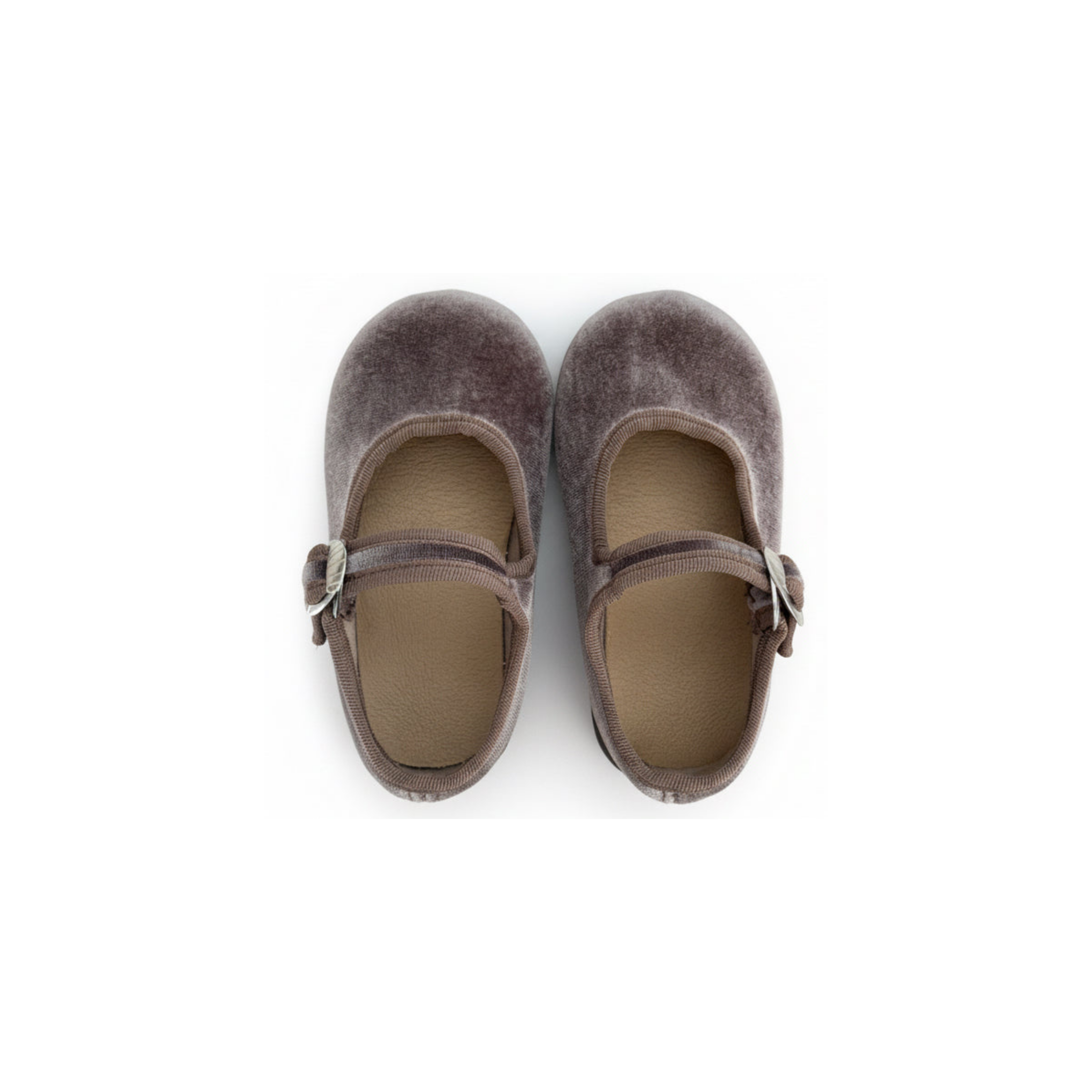 Children's Taupe Velvet Mary Jane