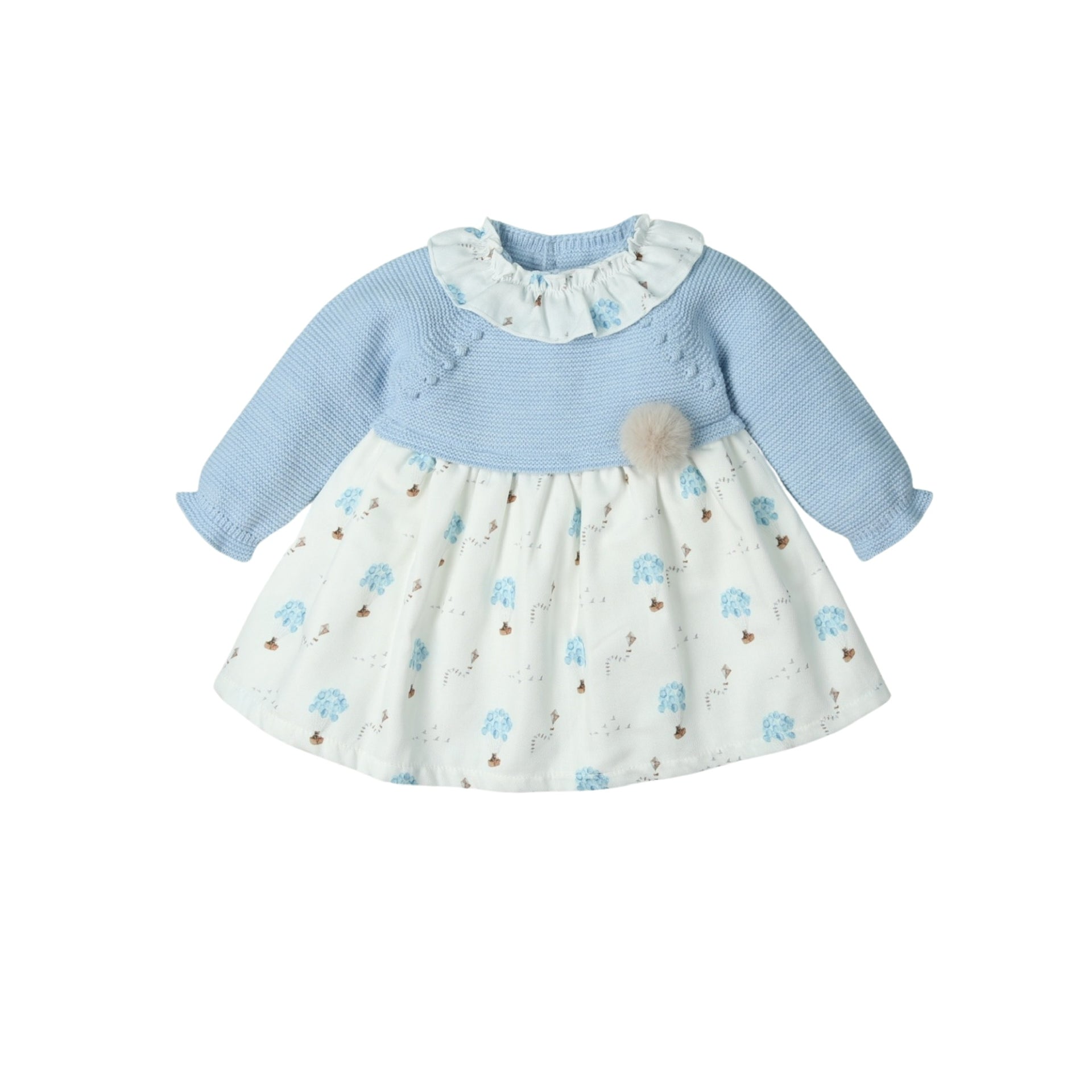 Baby Peace Sky Knit and Fabric Dress