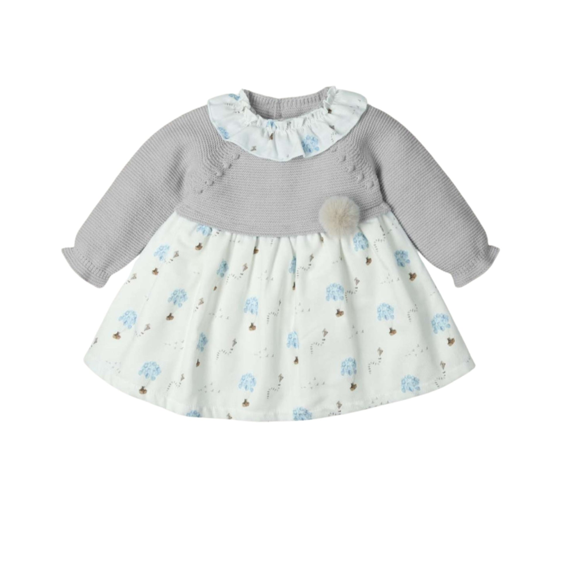 Baby Gray Peace Knit and Fabric Dress