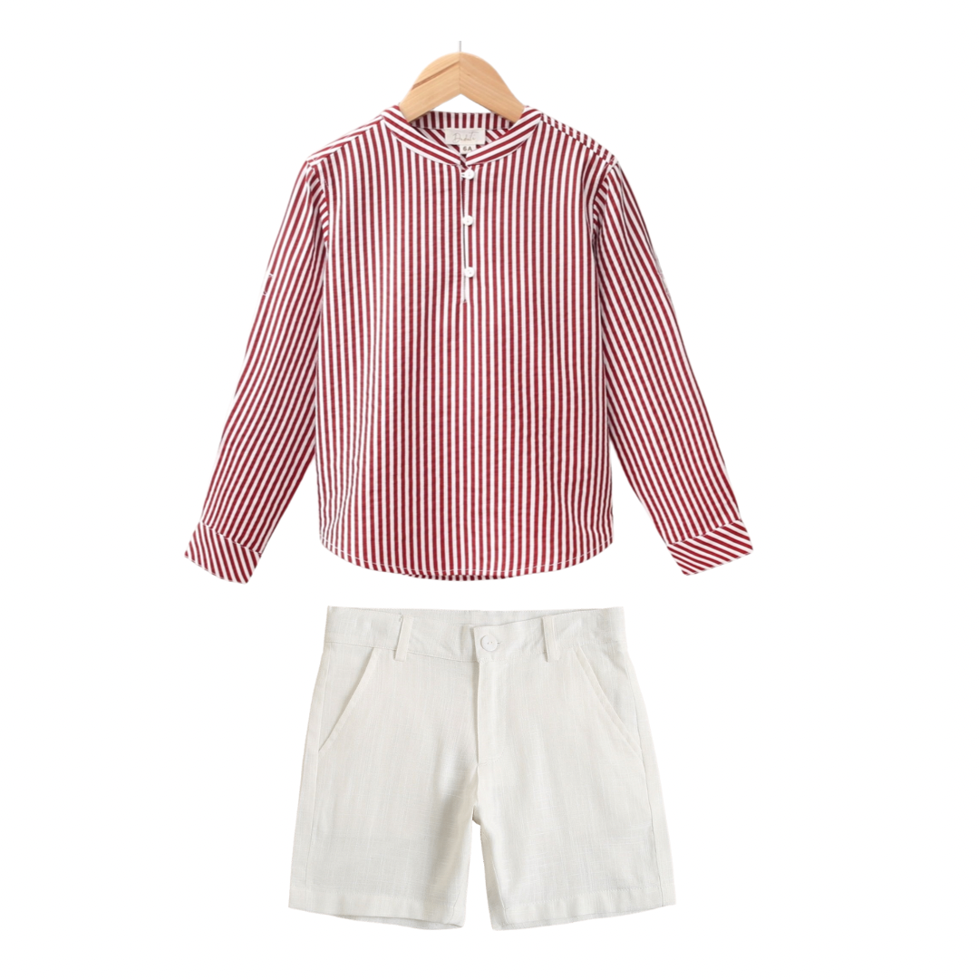 White and Maroon Boy's Outfit