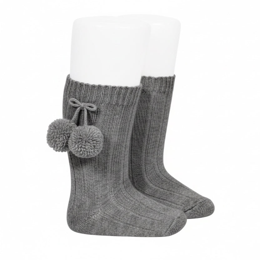 Condor Socks with Tassels, Light Gray