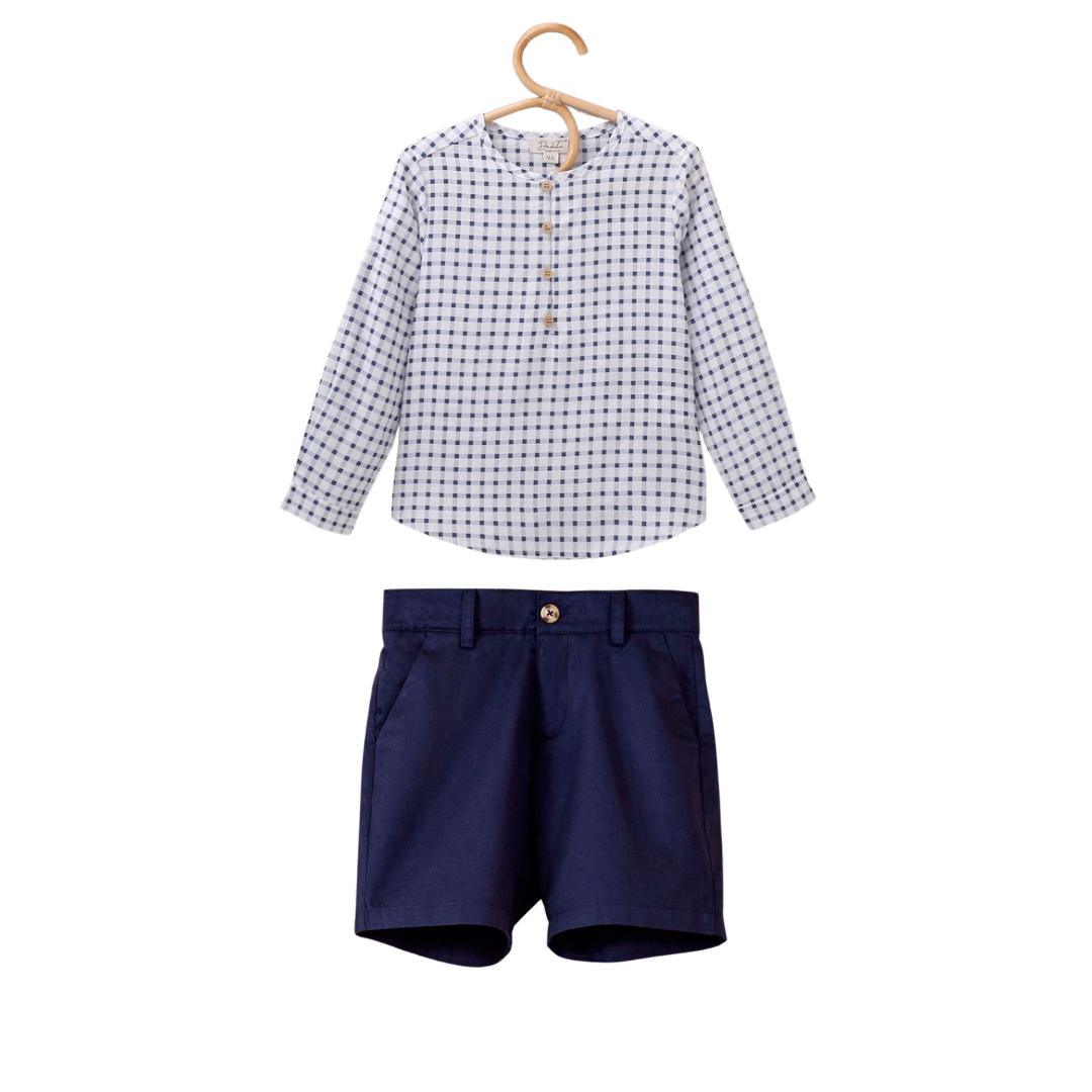 Boys' Navy Checkered Set